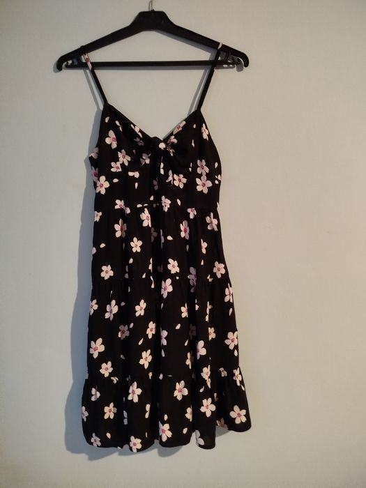 Letnia zwiewna sukienka mini w kwiaty Clockhouse C&A r. 38 M 100% wiskoza