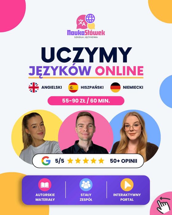 Zajęcia / korepetycje online z języka angielskiego, niemieckiego i hiszpańskiego. Fv.