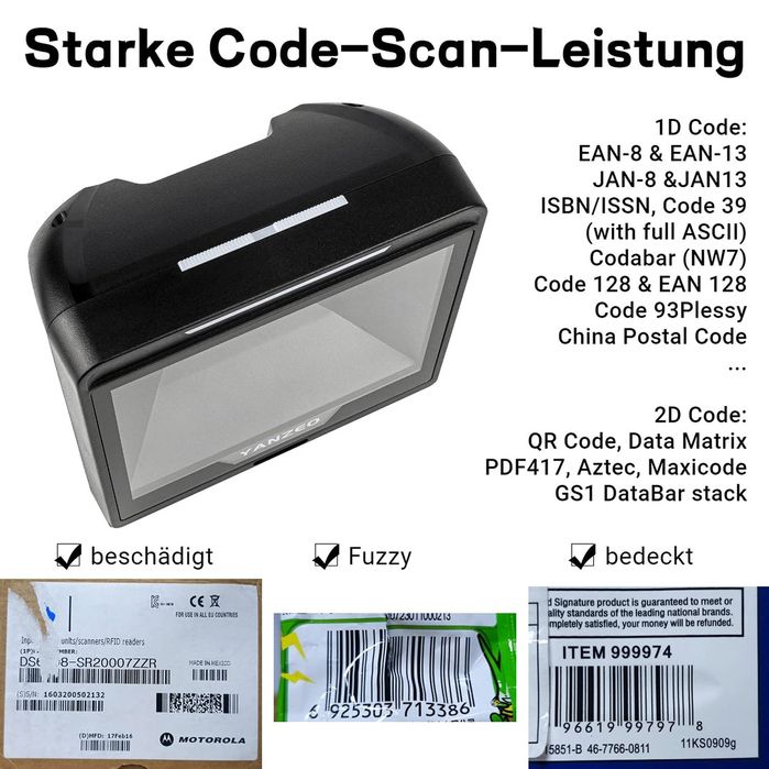 Yanzeo YS868i 2D Barcode Scanner Flatbed Desktop Leitor de código de b