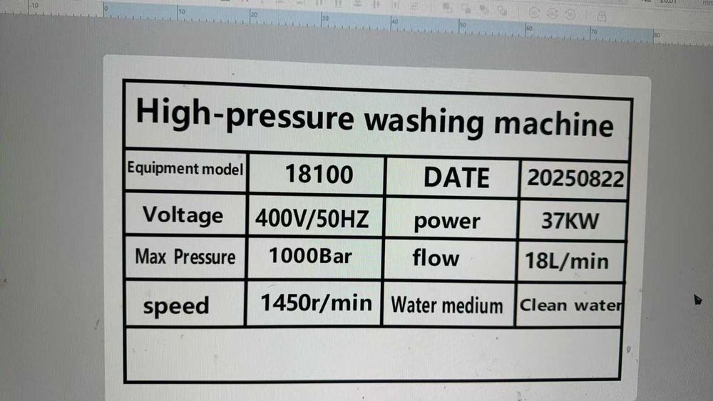 Máquina Hidrolavadora Industrial Ultra Alta Pressão 1000 Bar (37kW) - Como Nova