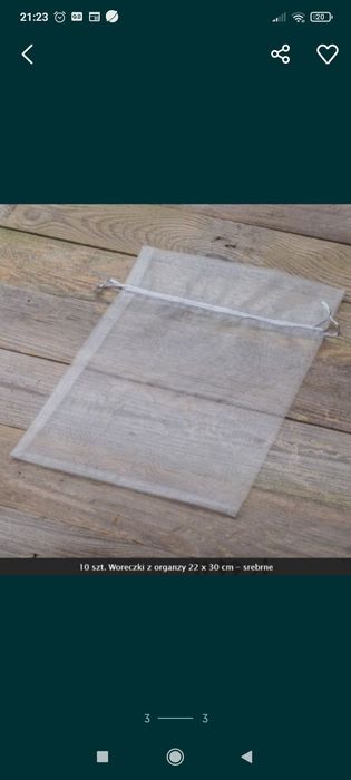 Dwa komplety woreczków z organzy