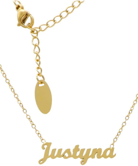 Nowa Złota Celebrytka Stal Chirurgiczna 316L Imię Justyna