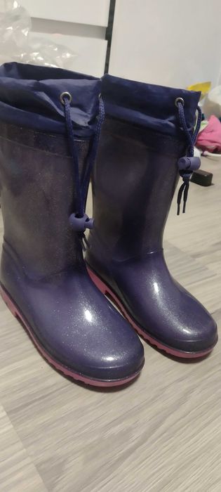 Kalosze dziewczęce brokatowe ze ściągaczem 30