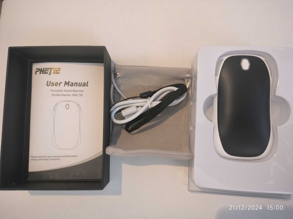 Aquecedor de mãos,regulável em 3 temperaturas,  USB C recarregável