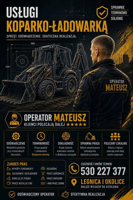 Usługi | Koparko-ładowarka | Minikoparka | Legnica i okolice