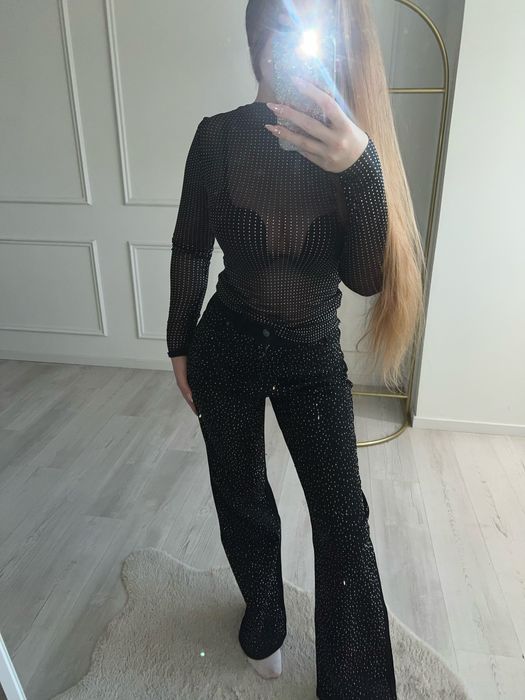 Джинси жіночі зі стразами.Джинси з блискітками.Сяючі джинси з стразами