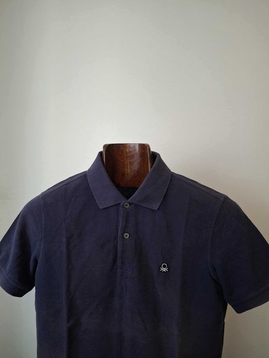 Pólo original, marca Benetton, azul escuro - tamanho "S"