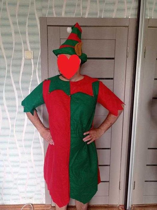 Карнавальный костюм эльф,помощник санты пиратка аниматор 185 см m,l,xl