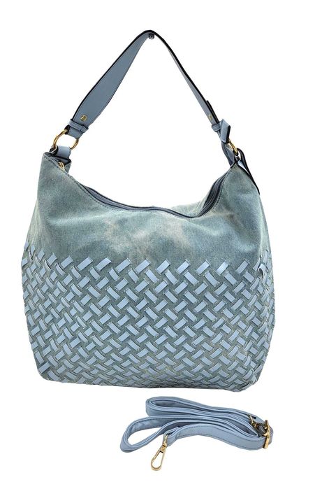 Torebka worek pleciona jeans niebieski Vivian