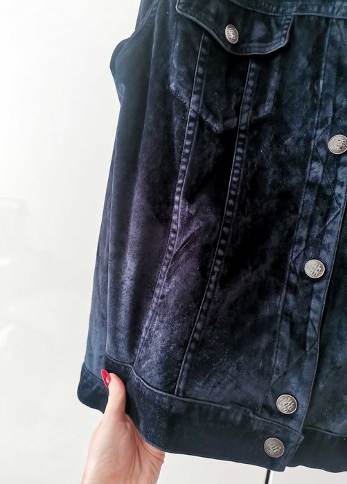 Welurowa kurtka katana koszula granatowa vintage 40 L 42 XL