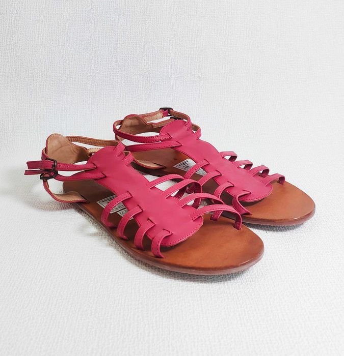 Sandały skórzane damskie 39 rzymianki różowe LA REDOUTE 24,5 cm BD0030