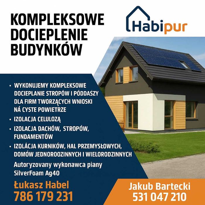 piana pur docieplenie  dachu pianką celuloza kompleksowe docieplanie