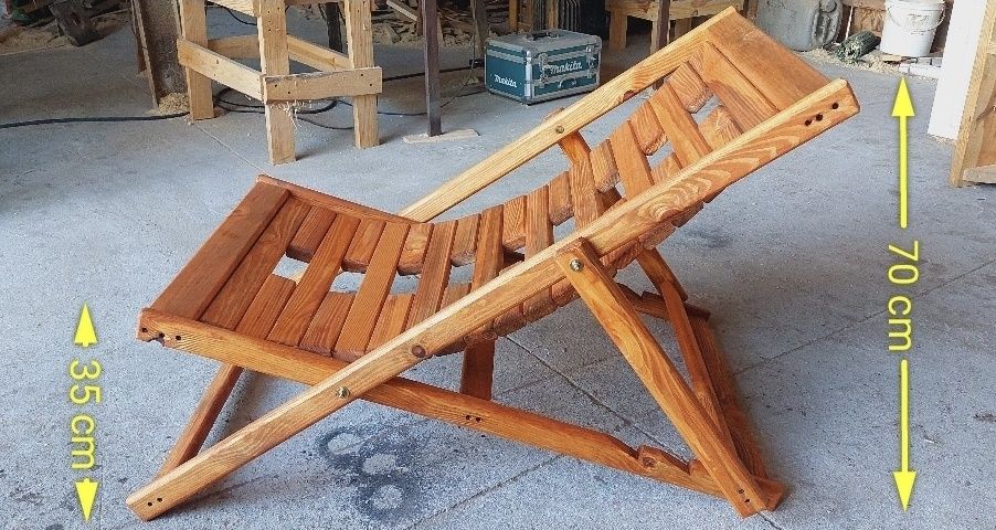 Komplet leżaków drewnianych + stolik