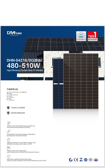 Сонячні панелі (солнечные панели) Dah Solar 510W. Кредит без %!