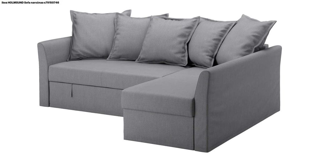 Sofa Narożnik z funkcją spania,borgunda ciemnoszary Holmsund Ikea