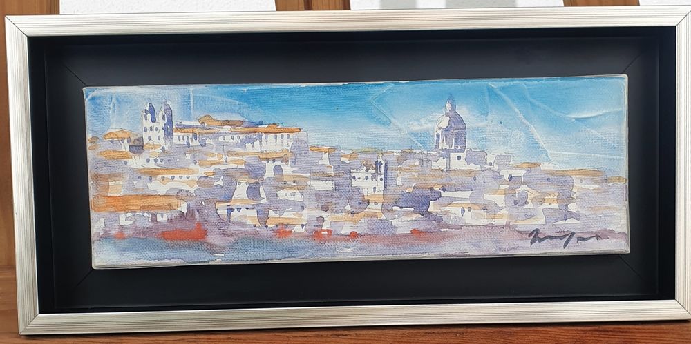 Águarela de Lisboa em tela