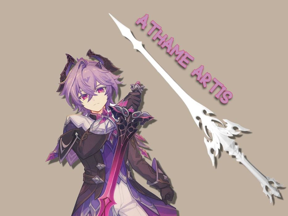 Espada Athame Artis de Genshin Impact Cosplay de Durin  Réplica em 3D