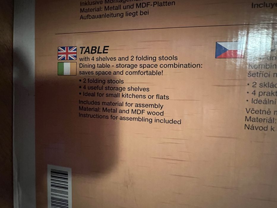 Nowy stół jadalny z półkami + 2 składane stołki