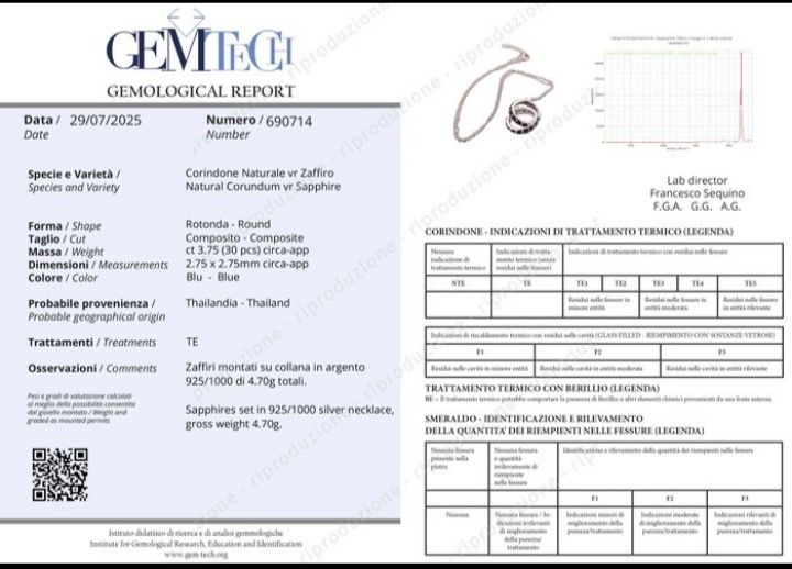 Colar com Safiras Naturais 3,75ct | Certificado GEMTEC | Prata 925 | Banhado a Ouro de 18K