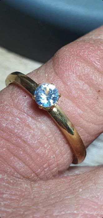 Anel solitario ouro laminado 18k pedra semi preciosa zirconia