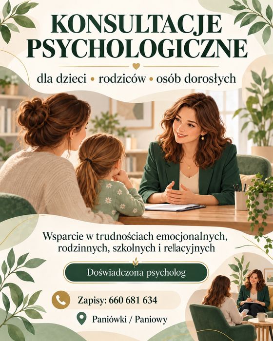 Psycholog dzieci i dorosłych /konsultacje psychologiczne