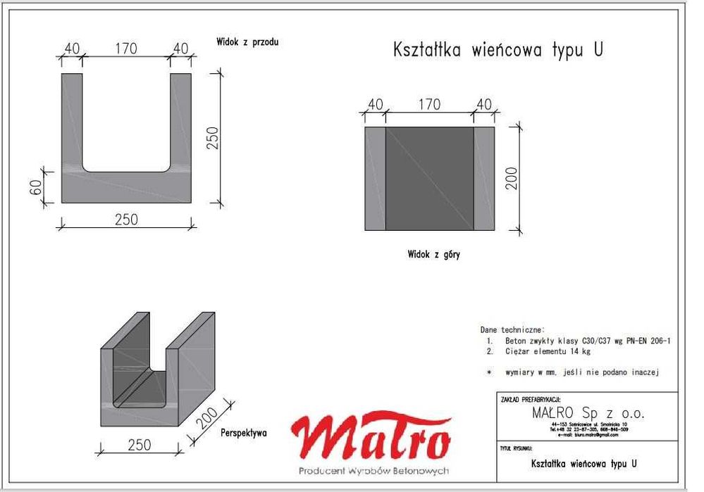 Kształtka wieńcowa typu U Pustak wieńcowy szalunkowy pustaki