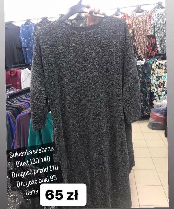 Sukienka brokat srerbna biust 130/140