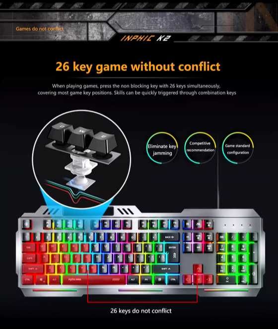 Teclado Inphic K2 Gaming Robusto de alta qualidade