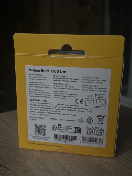 Słuchawki bezprzewodowe REALME BUDS T200 LITE - NOWE