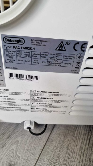 De'Longhi Pinguino PAC EM82K.1 , przenośny klimatyzator, osuszacz, wen