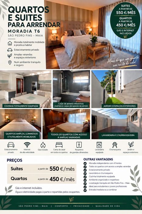 Quartos e Suites em Moradia T6- Maia | Desde 450€.