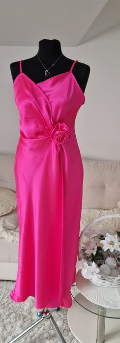 Sukienka satynowa,pink"Savida".
