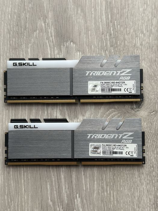 Оперативная память G.Skill 64 GB 2x32GBDDR4 3600 MHz Trident Z RGB