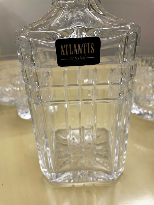 Conjunto de Garrafa e copos de whiskey de cristal Atlantis