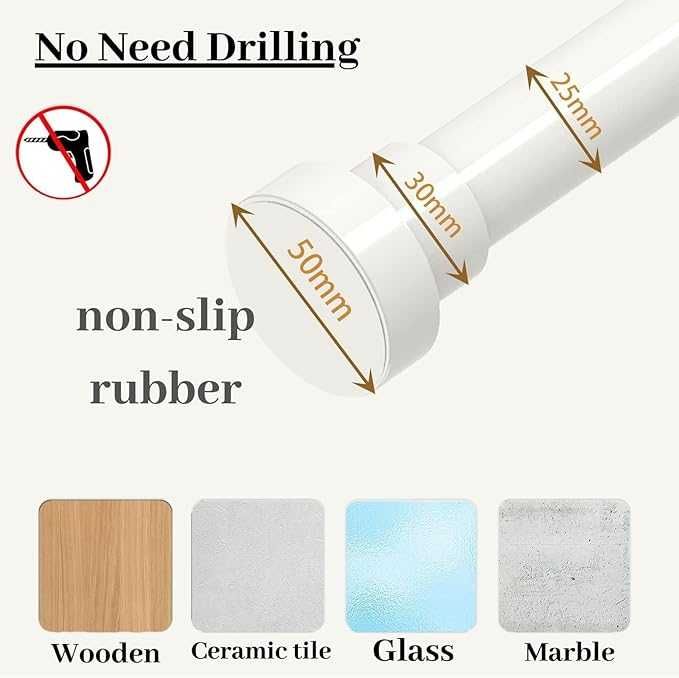 Drążek do zasłony prysznicowej teleskopowy stal nierdzewna 110-200 cm