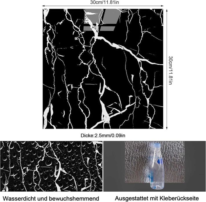 Płytki winylowe kafelki PCV samoprzylepne mozaika marmur 30x30 -18 szt