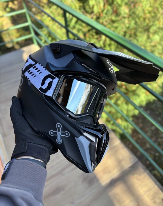 Мото Шолом кросовий Enduro Exdrive FOX MT LS2 чорний сірий якісний orz