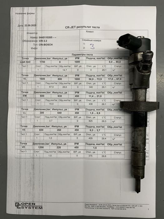 Форсунки Bosch 0445110265 Renault Nissan Opel 2.5 dci