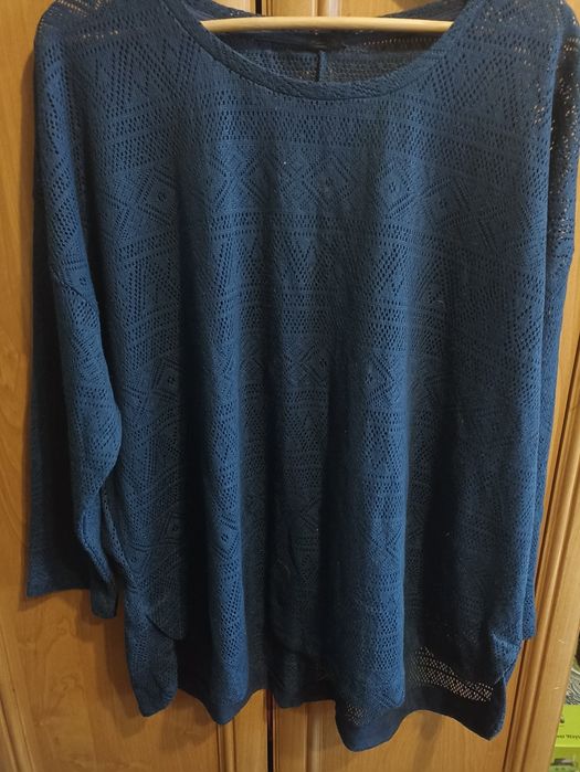 Sweter damski ażurowy granatowy r. 58