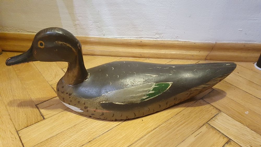 Stara drewniana kaczka wabiąca – Bałwanek myśliwski, Vintage, Antyk