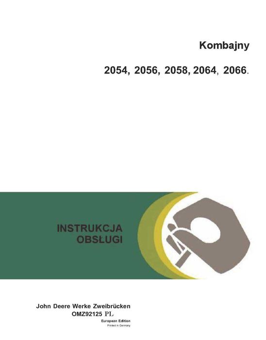 Kombajn Instrukcja obsługi JD 2054; 2056; 2058; 2064; 2066 John Deere