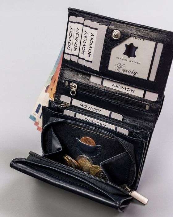 skórzany kompaktowy portfel damski - rovicky