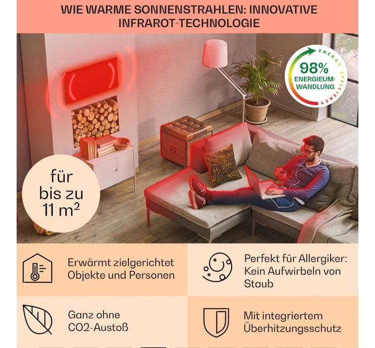 Инфракрасный обогреватель Klarstein Wonderwall Air Art Infinite 580