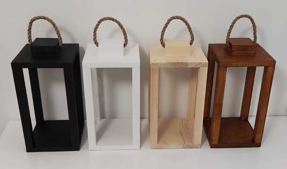 Lampion drewniany klasyczny dekoracyjny różne rozmiary i kolory