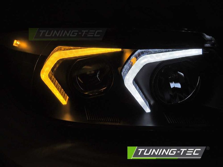 Lampy przednie przód BMW E90 E91 05-11 RINGI LED U-BAR NEON BLACK NOWE