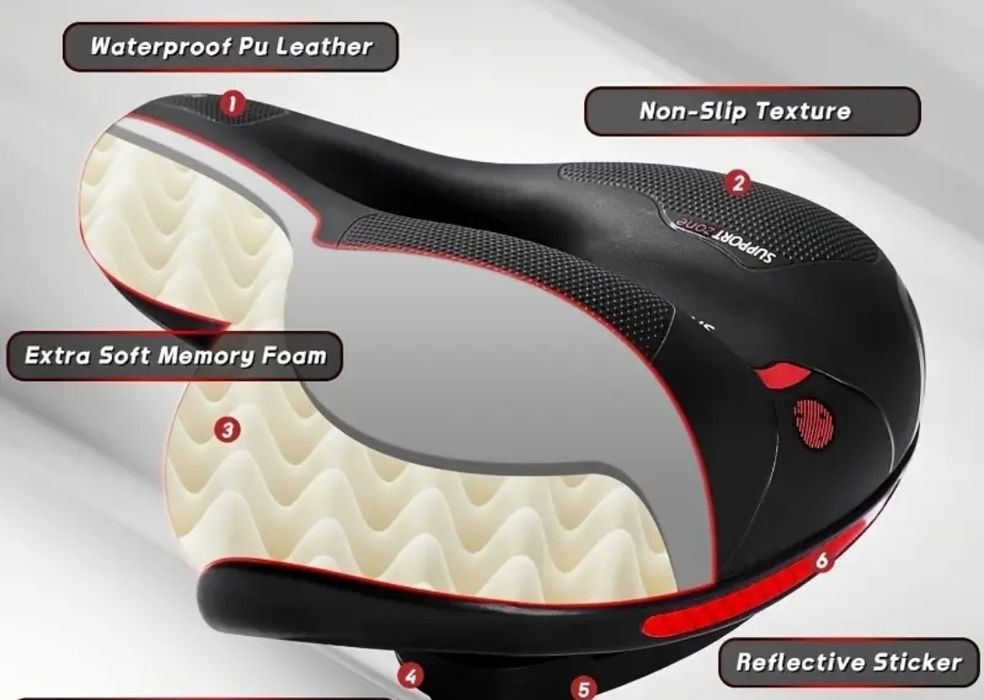 Эргономичное сиденье для велосипеда с пенным наполнителем. 
наполнител