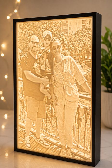 Litophonia Porta retrato com Luz Led USB