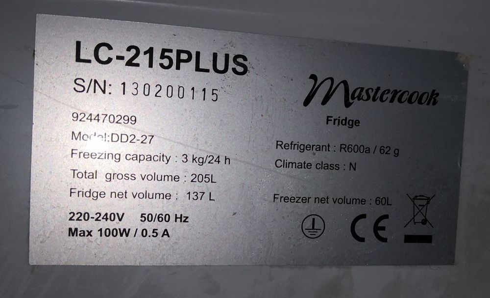 Szklana półka do lodówki Mastercook LC-215 plus