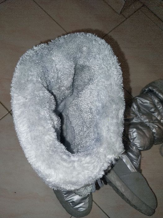 Сапоги серебристые дутики