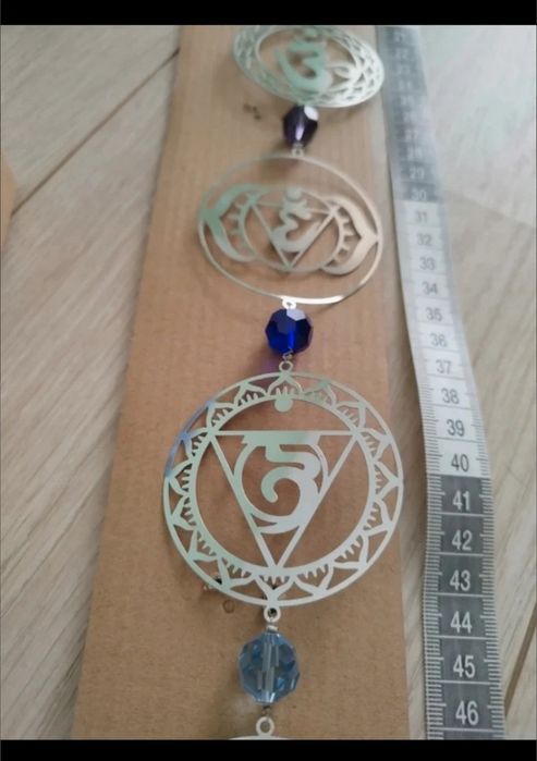 Pendente 7 Chacras con cristal multifacetado 
Pendente com cristal mul